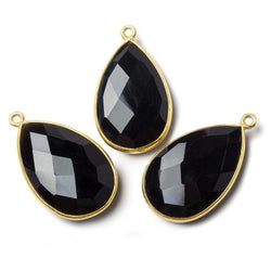 26x17mm Vermeil Bezel Black Chalcedony faceted pear Pendant 1 piece (ONLINE ORDER ONLY)