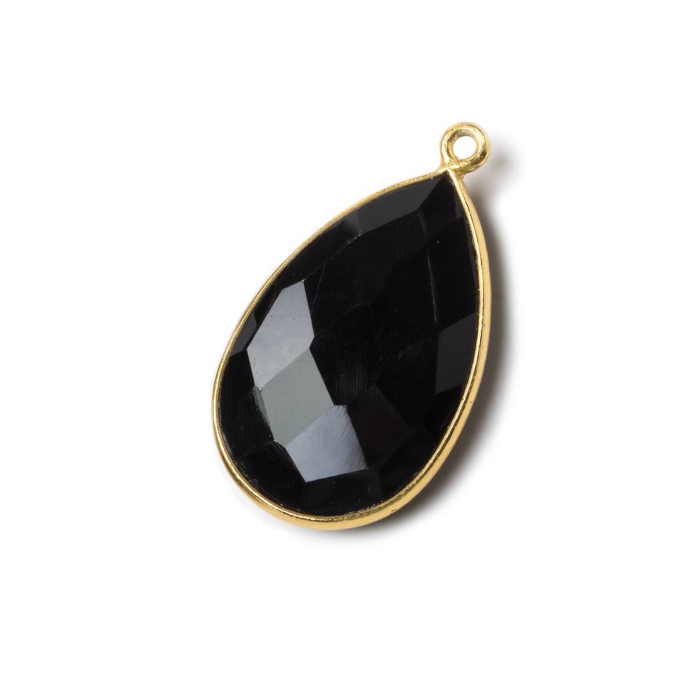 26x17mm Vermeil Bezel Black Chalcedony faceted pear Pendant 1 piece (ONLINE ORDER ONLY)