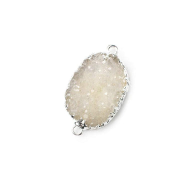 26x18x4mm Silver Leaf Off White Agate Drusy Free Shape Connector 1 piece (ONLINE ORDER ONLY)