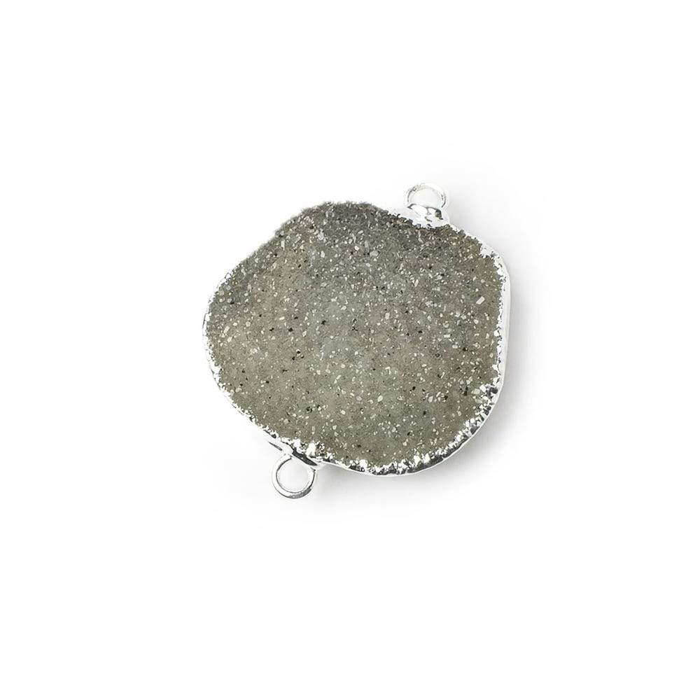 26x18x4mm Silver Leaf Silver Grey Agate Drusy Free Shape Connector 1 piece (ONLINE ORDER ONLY)