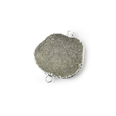 26x18x4mm Silver Leaf Silver Grey Agate Drusy Free Shape Connector 1 piece (ONLINE ORDER ONLY)