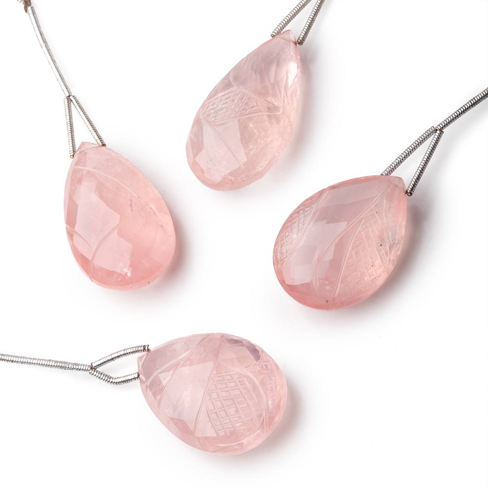 26x19-29x17mm Rose Quartz Carved Pear Focal 1 Bead (ONLINE ORDER ONLY)