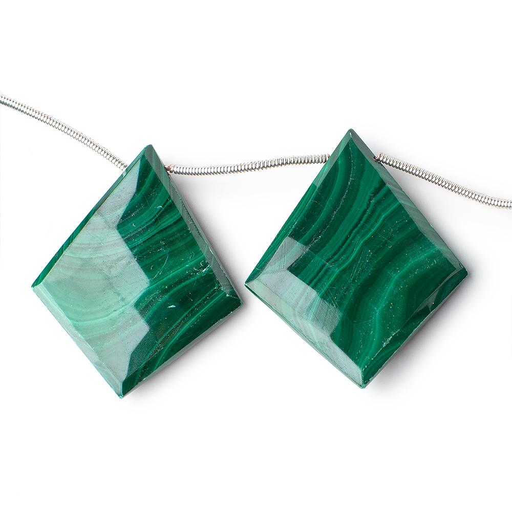 26x20-35x29mm Malachite Faceted Kite Beads 7.5 inch 8 pieces (ONLINE ORDER ONLY)