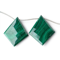 26x20-35x29mm Malachite Faceted Kite Beads 7.5 inch 8 pieces (ONLINE ORDER ONLY)