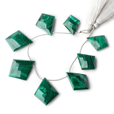 26x20-35x29mm Malachite Faceted Kite Beads 7.5 inch 8 pieces (ONLINE ORDER ONLY)