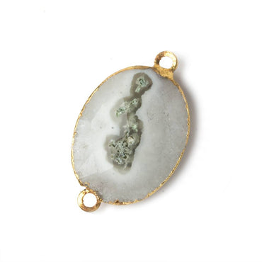 26x20mm 22kt Gold Leafed Natural Stalactite Solar Quartz Oval Connector 1 piece (ONLINE ORDER ONLY)