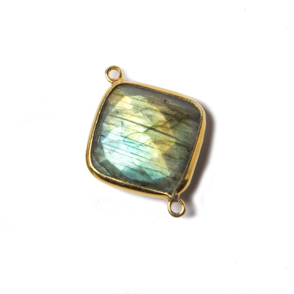 26x20x5mm Vermeil Bezeled Labradorite faceted square Connector 1 piece (ONLINE ORDER ONLY)