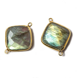 26x20x5mm Vermeil Bezeled Labradorite faceted square Connector 1 piece (ONLINE ORDER ONLY)