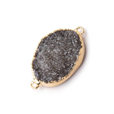 26x20x6mm Gold Leafed Grey Agate Oval Drusy Connector 1 piece (ONLINE ORDER ONLY)