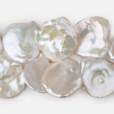 26x21-34x30mm Cream Top Drilled Ultra Keshi Freshwater Pearls 16 inch 32 pieces AAA (ONLINE ORDER ONLY)