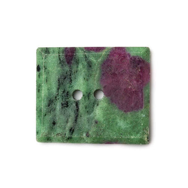 26x22mm Ruby in Zoisite rectangle 2.5mm hole button 1 piece (ONLINE ORDER ONLY)