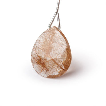 26x22mm Rutilated Quartz Faceted Pear Focal Bead 1 piece (ONLINE ORDER ONLY)