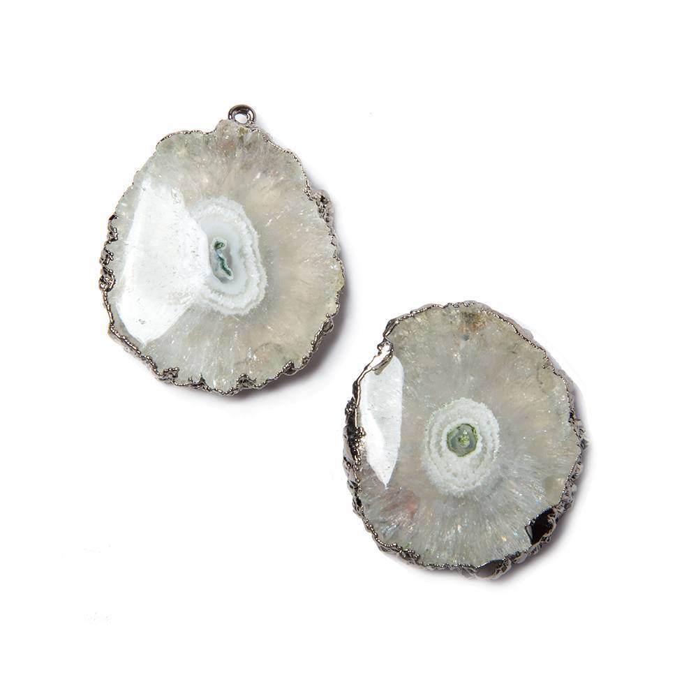 26x22mm to 27x23mm Black Gold Leaf Edged Solar Quartz Stalactite Pendant Set of 2 (ONLINE ORDER ONLY)