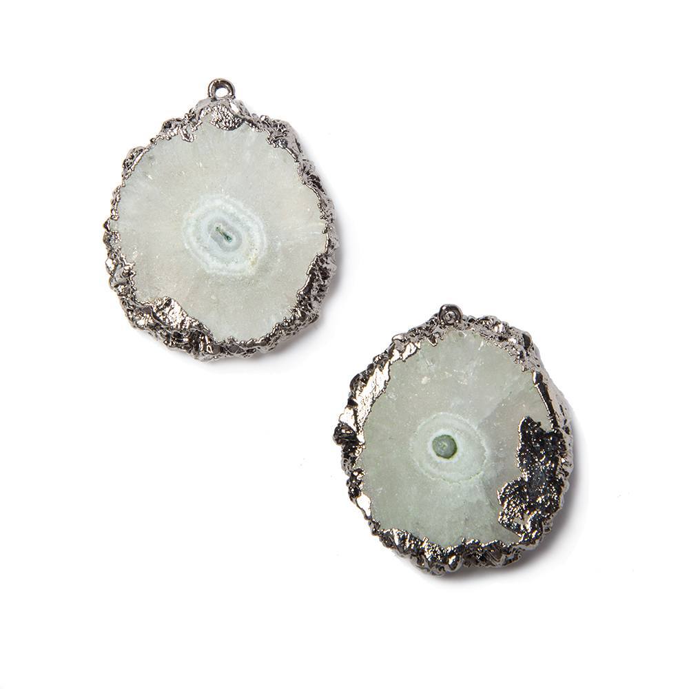 26x22mm to 27x23mm Black Gold Leaf Edged Solar Quartz Stalactite Pendant Set of 2 (ONLINE ORDER ONLY)