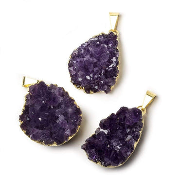 26x23mm average Gold Leafed Amethyst Drusy Pendant with Gold Bail 1 piece (ONLINE ORDER ONLY)