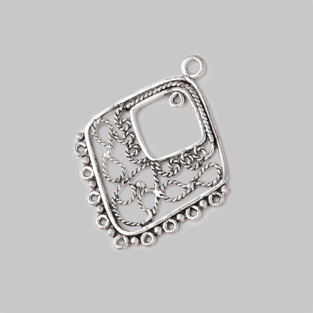 26x24mm Antiqued Silver Diamond Scrollwork Charm with 10 rings 1 piece (ONLINE ORDER ONLY)