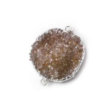 26x25x4mm Silver Leaf Warm Blush Agate Drusy Free Shape Connector 1 piece (ONLINE ORDER ONLY)