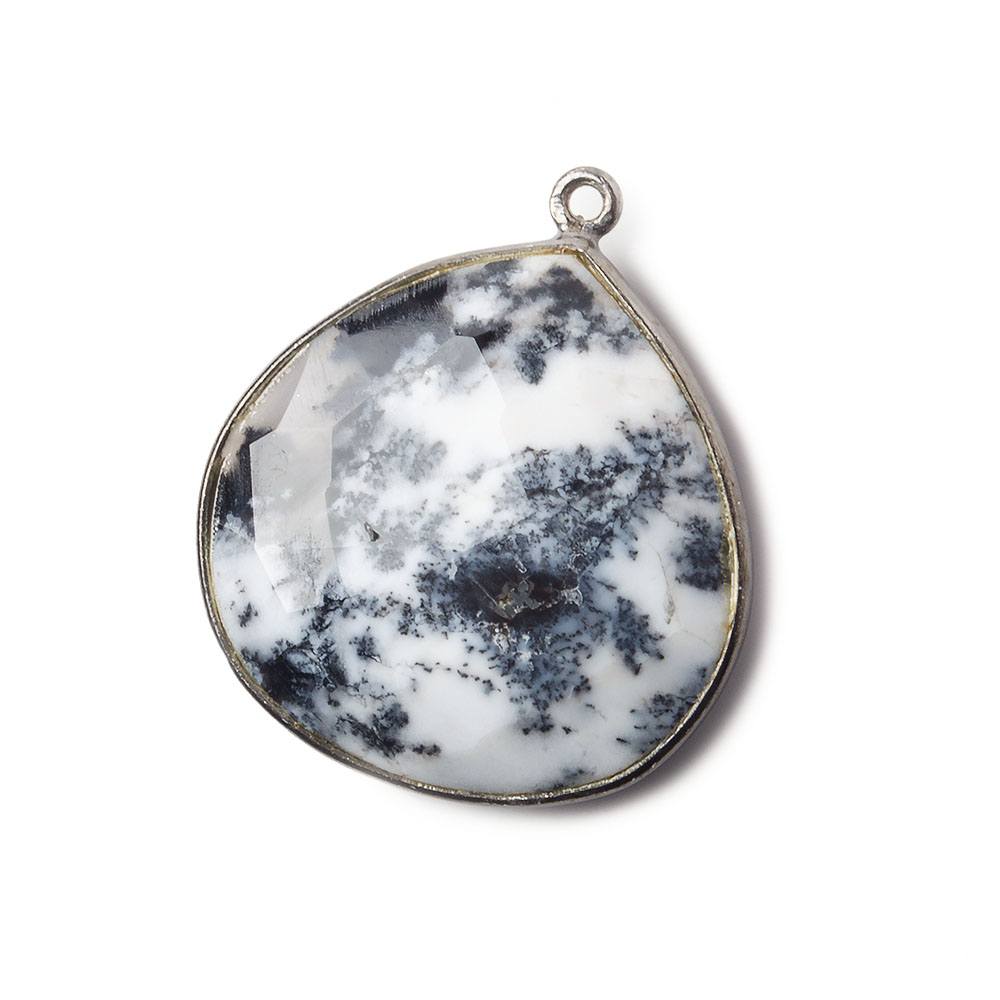 26x26mm Black Gold Bezeled Dendritic Opal Heart Focal Bead Pendant (ONLINE ORDER ONLY)