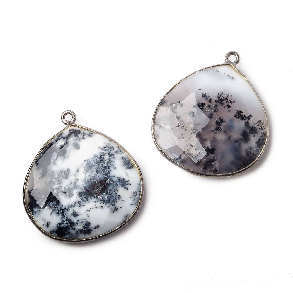 26x26mm Black Gold Bezeled Dendritic Opal Heart Focal Bead Pendant (ONLINE ORDER ONLY)