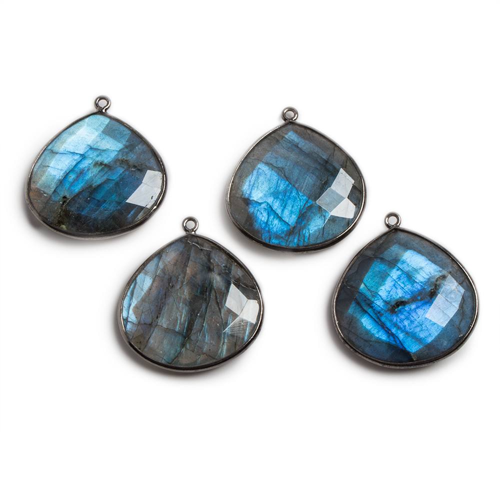 26x26mm Black Gold Bezeled Labradorite Heart Focal Bead Pendant 1 pc (ONLINE ORDER ONLY)