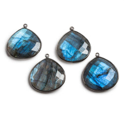 26x26mm Black Gold Bezeled Labradorite Heart Focal Bead Pendant 1 pc (ONLINE ORDER ONLY)