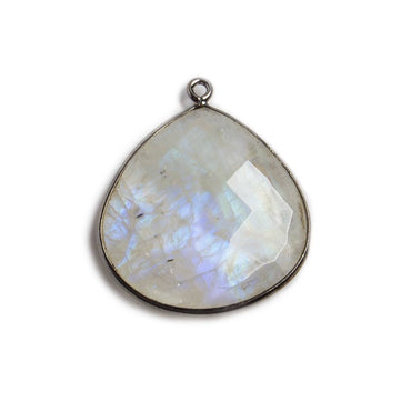 26x26mm Black Gold Bezeled Rainbow Moonstone Heart Focal Pendant 1 pc (ONLINE ORDER ONLY)