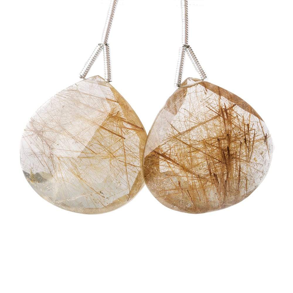 26x26mm Rutilated Quartz Faceted Heart Focal Bead 2 pieces (ONLINE ORDER ONLY)