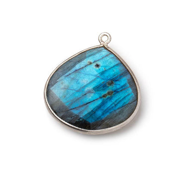 26x26mm Silver Bezeled Labradorite Heart Focal Bead Pendant 1 piece (ONLINE ORDER ONLY)