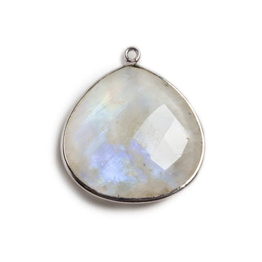 26x26mm Silver Bezeled Rainbow Moonstone Heart Focal Pendant 1 pc (ONLINE ORDER ONLY)
