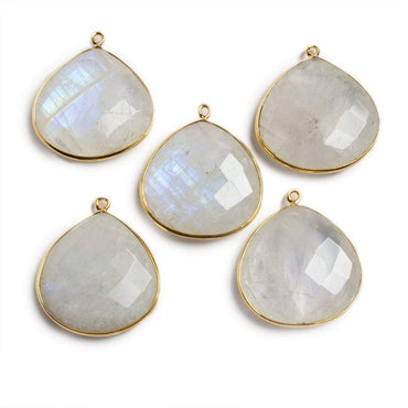 26x26mm Vermeil Bezeled Rainbow Moonstone Heart Focal Pendant 1 pc (ONLINE ORDER ONLY)