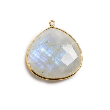 26x26mm Vermeil Bezeled Rainbow Moonstone Heart Focal Pendant 1 pc (ONLINE ORDER ONLY)