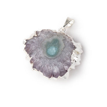26x34mm Silver Leafed Amethyst Solar Quartz Slice Pendant 1 focal piece (ONLINE ORDER ONLY)