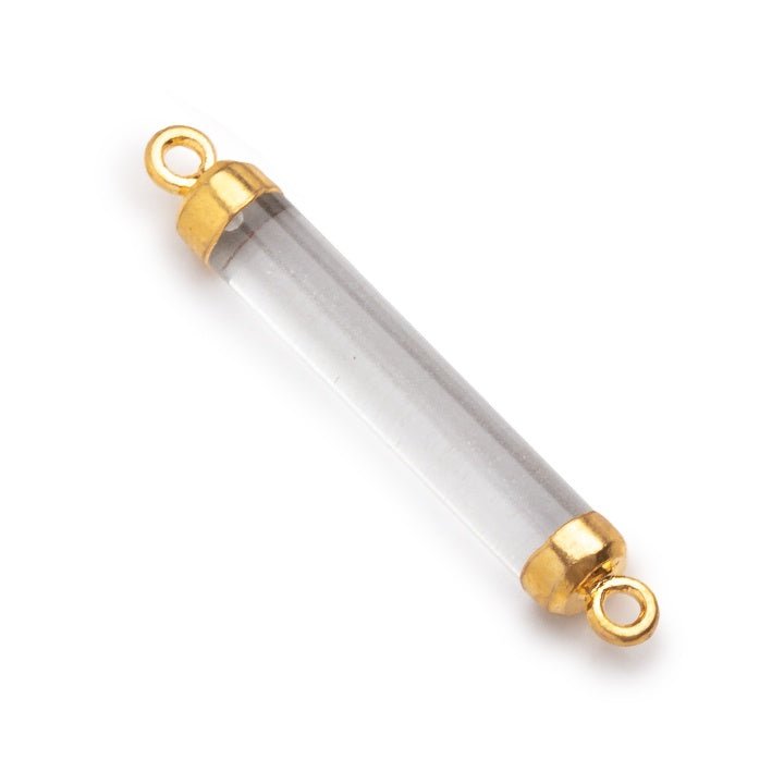 26x4.5mm Gold Leafed Crystal Quartz Tube Focal Connector 1 piece (ONLINE ORDER ONLY)