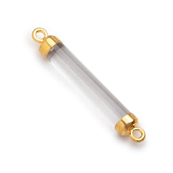 26x4.5mm Gold Leafed Crystal Quartz Tube Focal Connector 1 piece (ONLINE ORDER ONLY)