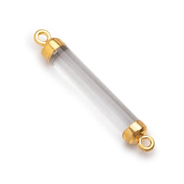 26x4.5mm Gold Leafed Crystal Quartz Tube Focal Connector 1 piece (ONLINE ORDER ONLY)