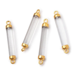 26x4.5mm Gold Leafed Crystal Quartz Tube Focal Connector 1 piece (ONLINE ORDER ONLY)
