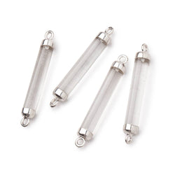 26x4.5mm Silver Leafed Crystal Quartz Tube Focal Connector 1 piece (ONLINE ORDER ONLY)