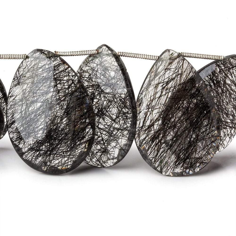 27-30mm Black Tourmalinated Quartz Faceted Pear Beads 5 inch 8 pieces (ONLINE ORDER ONLY)