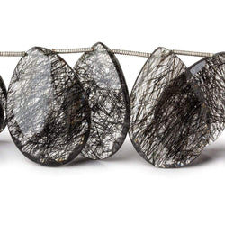 27-30mm Black Tourmalinated Quartz Faceted Pear Beads 5 inch 8 pieces (ONLINE ORDER ONLY)