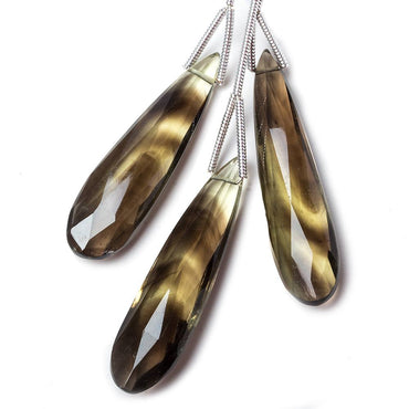 27 - 32mm Bi-Color Quartz Elongated Faceted Pear Focal Set of 3 (ONLINE ORDER ONLY)