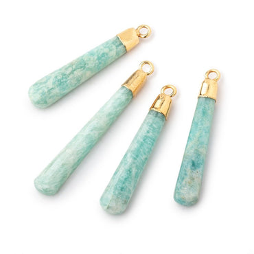 27-34mm Gold Leafed Amazonite Pear Pendant 1 focal piece (ONLINE ORDER ONLY)