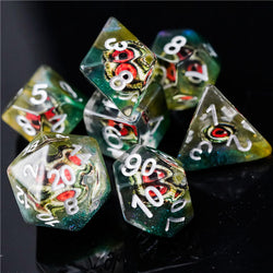 Reptile Green Demon Eye Dragon Eye Dice 7-Dice Set Resin Dungeons and Dragons Dice (Online Only)