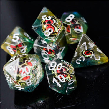 Reptile Green Demon Eye Dragon Eye Dice 7-Dice Set Resin Dungeons and Dragons Dice (Online Only)