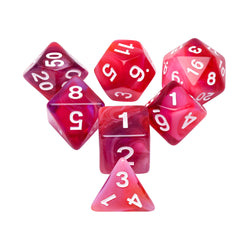 Red Clouds 7-Dice Set Pink/White w/White Numbers Dnd Dice Set (Online Only)