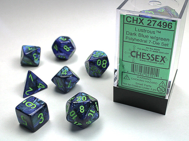 Lustrous® Polyhedral Dark Blue with Green 7-Die Set – Out of Print (Online Only)