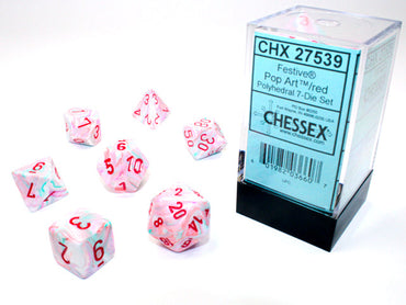 Festive Polyhedral Pop Art w/red Limited Edition (7-Dice Set / 16mm Block / 12mm Block) (Online Only)