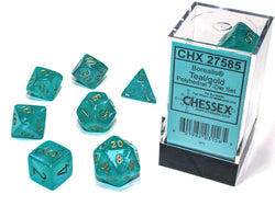 Borealis Teal/gold 7-Dice / 16mm / 12mm / 30mm Luminary (Online Only)