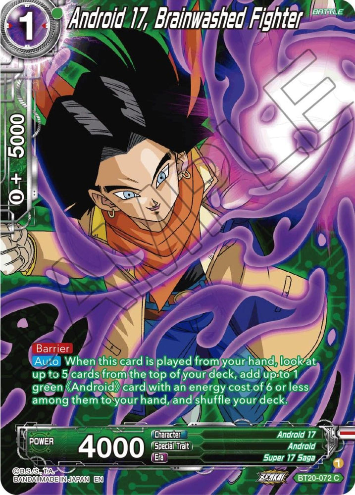 Android 17, Brainwashed Fighter (Silver Foil) (BT20-072) [Power Absorbed] (ONLINE ORDER ONLY)