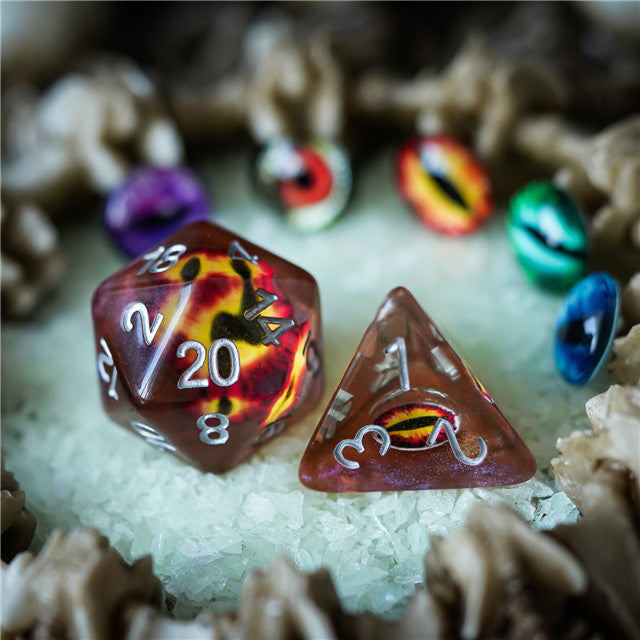 Brown Demon Eye Dragon Eye Dice 7-Dice Set Resin Dungeons and Dragons Dice (Online Only)