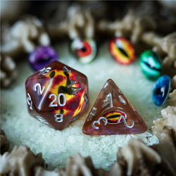 Brown Demon Eye Dragon Eye Dice 7-Dice Set Resin Dungeons and Dragons Dice (Online Only)